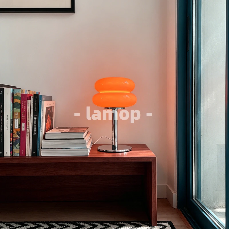Healing Hamburger Table Lamp Bauhaus Vintage Minimalist 3 Color Dimming Decor Ambient Light for Living Room Bedroom Study Bedsid
