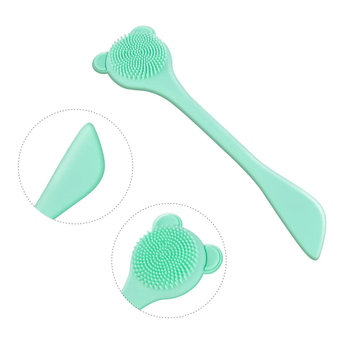 

2pcs Silicone Cleaning Brush Long Handle Face Cleaning Brush Multifunction Face Cleansing Tool for Female Women with Brush Head