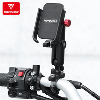 Motowolf Universal Motorcycle Rearview Mirror Cell Phone Holder Charger Handlebar Aluminum Phone Stand GPS With USB Charging