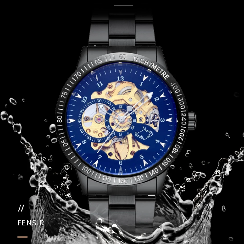 

Новые мужские механические часы со стальной полосой, ночник, водонепроницаемые спортивные часы, роскошные мужские часы, модные классические мужские часы в подарок