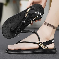 2024 new sandals men's summer wear non-slip Roman seaside wading drive large size sports beach slippers