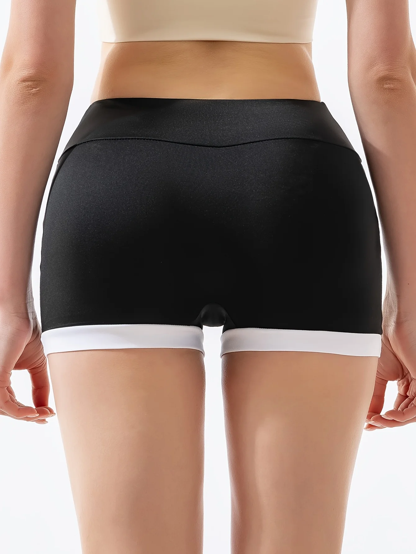 Women Colorblock High Waist Butt Lift Yoga Shorts No Camel Toe 3