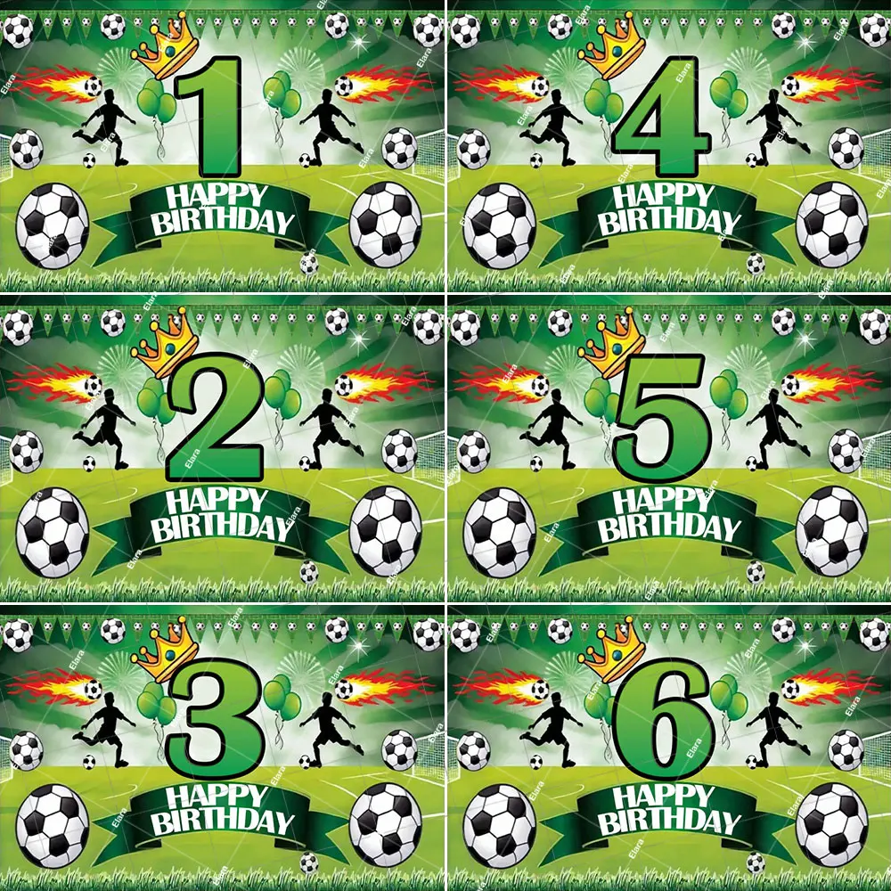

Customized 1-20th Football Birthday Backdrop Stadium Grassland Soccer Boy Birthday Party Decor Banner Photography Background