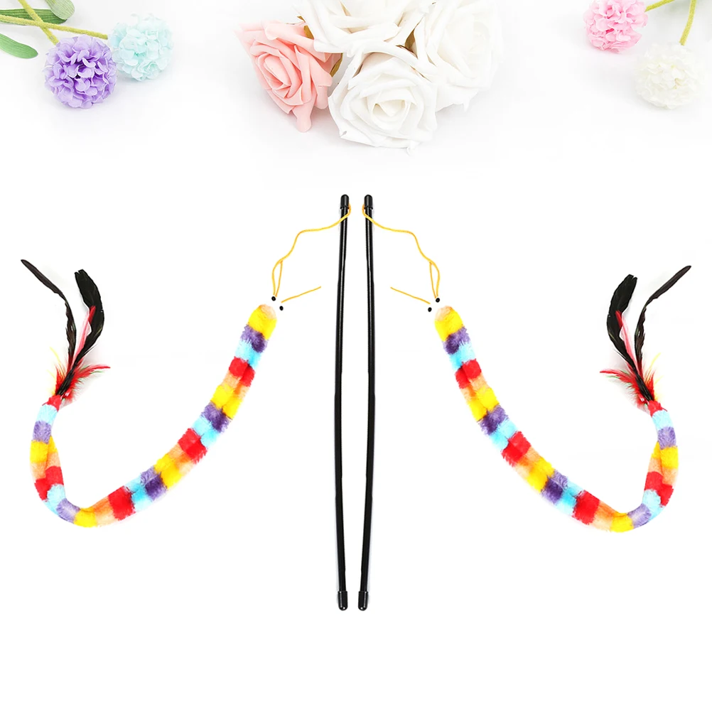 

2 Pcs Cat Teaser Stick Caterpillar for Cats Kitten s Worm Enrichment