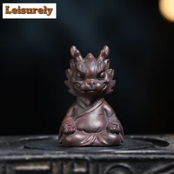 Handmade Yixing Purple Clay Tea Pet Dragon Iron Red Blood Sand Tea Figurine Play Toys Lucky Model Cafes Supplies Ornaments Decor