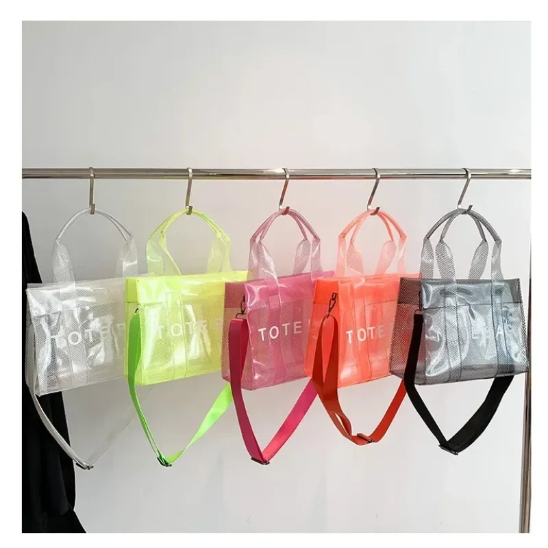 Fashion Transparent Tote Bags for Women PVC Designer Luxury Brand Beach Bag Sling Shoulder Crossbody Handbags Female 2024