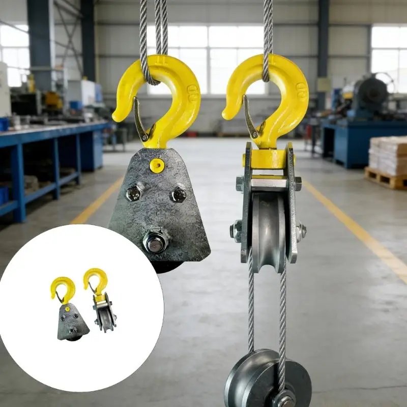 A2BE Durability Construction Pulley Wheel 1Ton Pulley Hook For Wire Rope And Chain Lifting In Harsh Environment Lifting Tasks