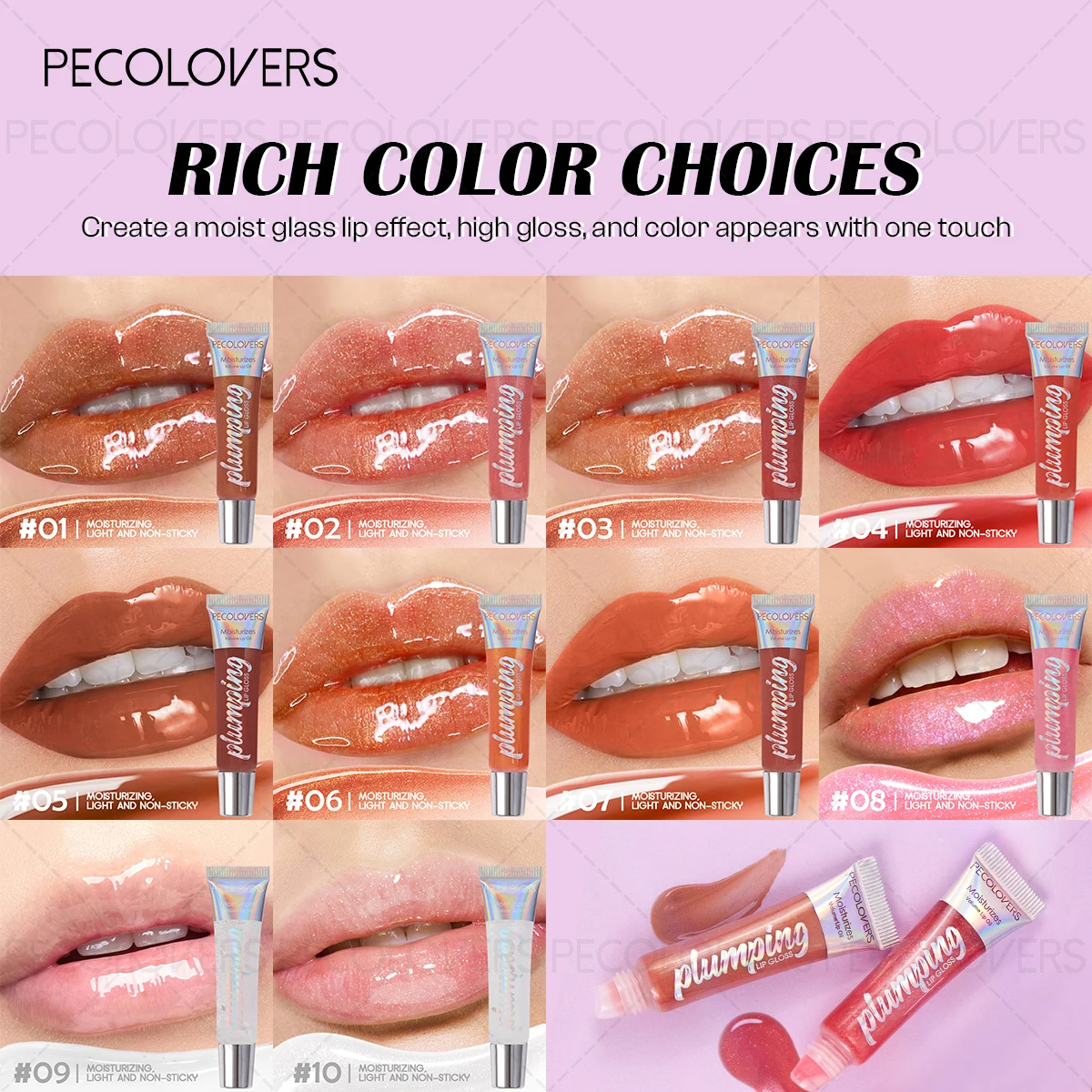 1PC waterdichte lipgloss - hydraterende non-stick formule, hoogglans, gladde textuur, een must-have make-uptool voor dagelijks gebruik