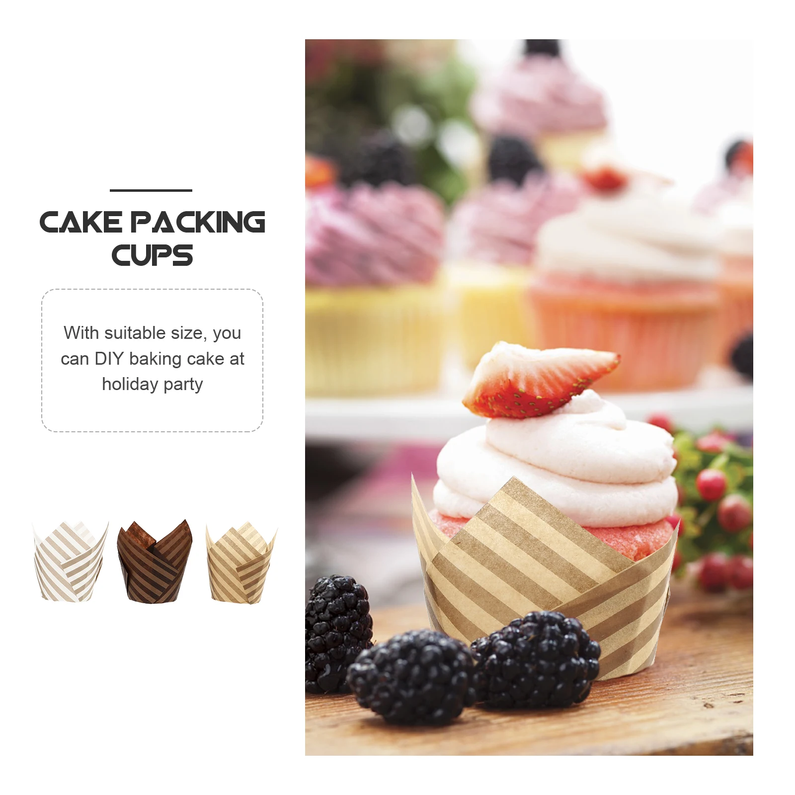 

300 Pcs Muffin Cupcake Liners Baking Trays Paper Cups Biodegradable Tulip Cake Holders Wrappers Oil Proof DIY Party