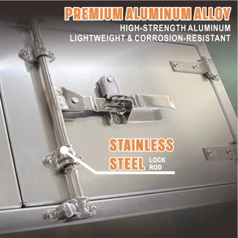 Waterproof Aluminum Truck Toolbox 24 X 24 X 60 with Stand for Flatbed Truck Trailers