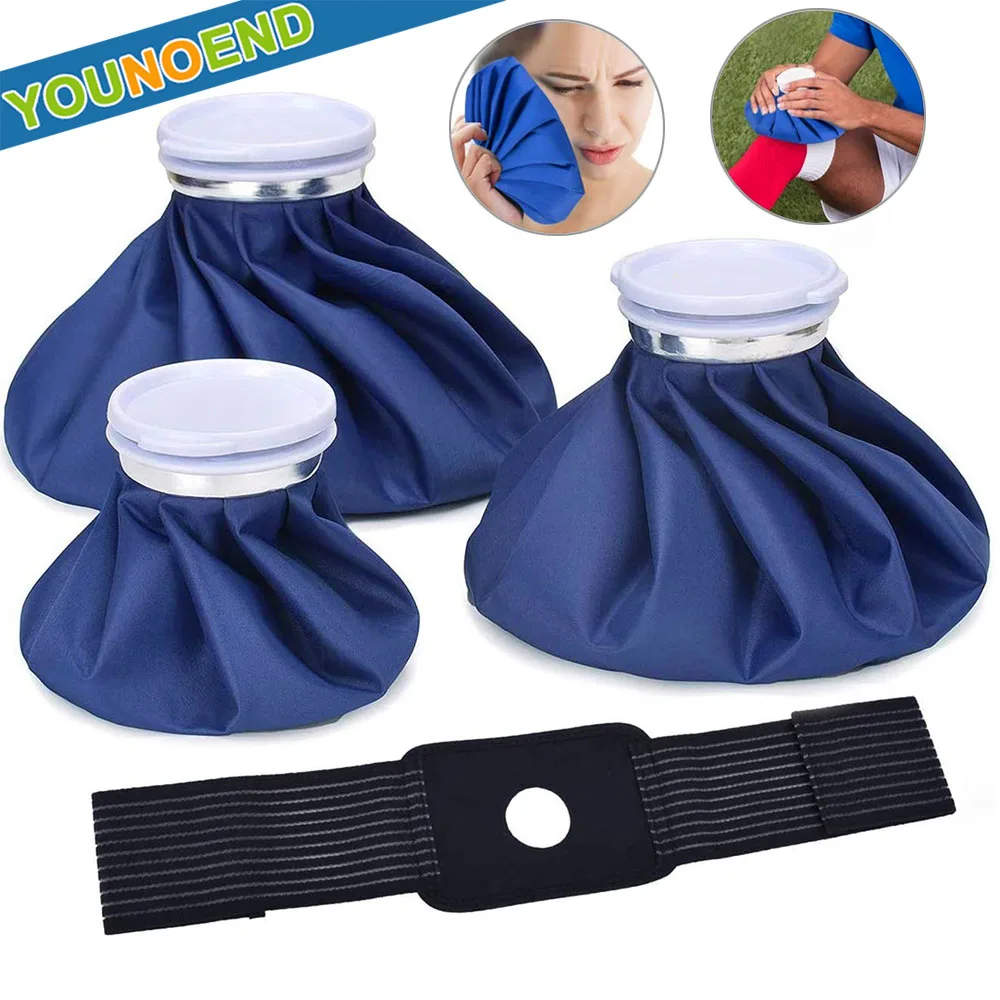 Reusable No-Leak Ice Bag Hot Water Bag with Wrap Bandage Hot & Cold Therapy for Headache Sports Injuries Pain Relief