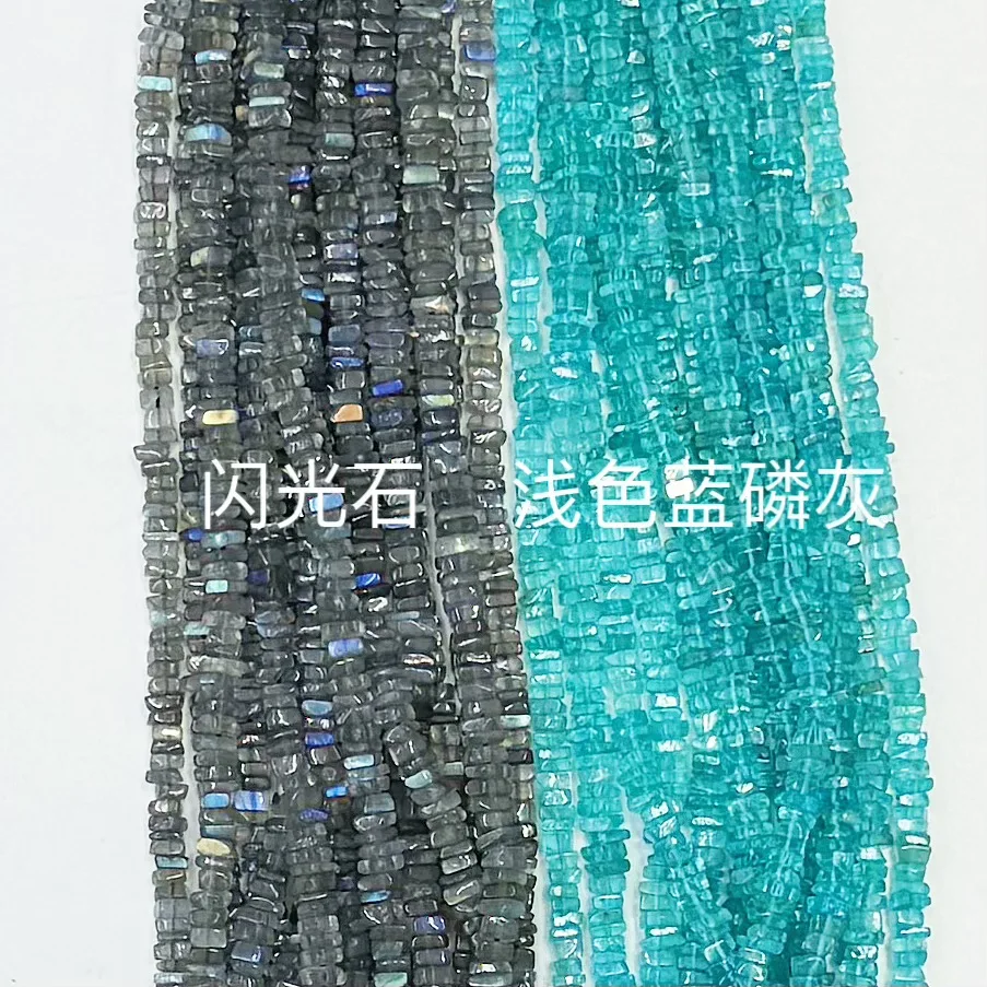 Good Quality Natural Light Blue Color Apatite Labradorite Square Loose Bead DIY Bracelet Necklace38cm Manufacturer Wholesale