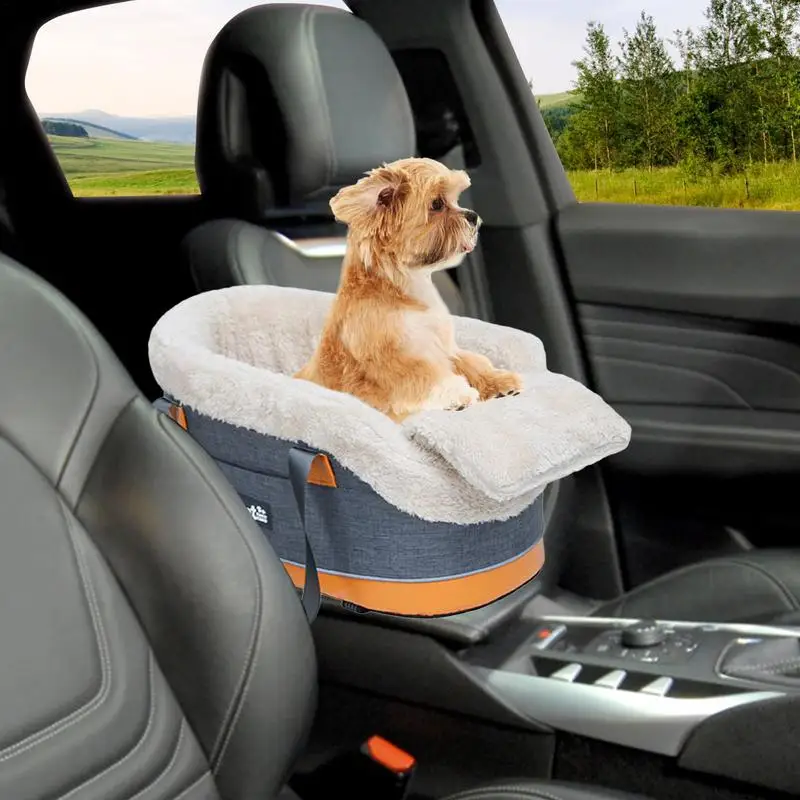 Center Console Dog Car Seat Soft Armrest Pet Car Seat Dog Cat Travel Bags With Straps Storage Pocket Pet Safety Carrier For