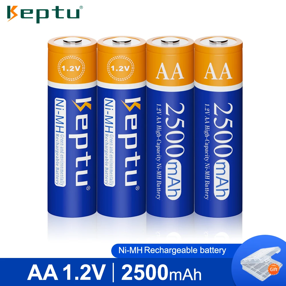 KEPTU 장난감용 충전식 배터리, Ni-MH 2.5A, Ni-MH 2A AA 사전 충전 배터리, 1.2V AA, 2500mAh