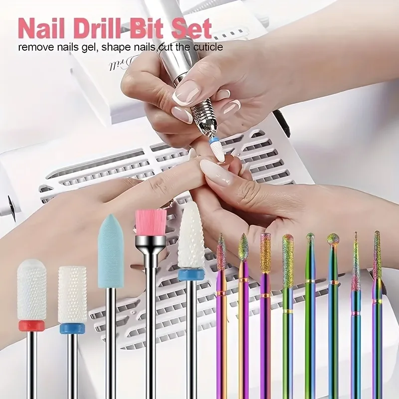13 stks/doos Professionele Keramische Nagelboor Set Elektrische Manicure Nagelvijl Bit Voor Acryl Gel Nagels En Nagelriemen