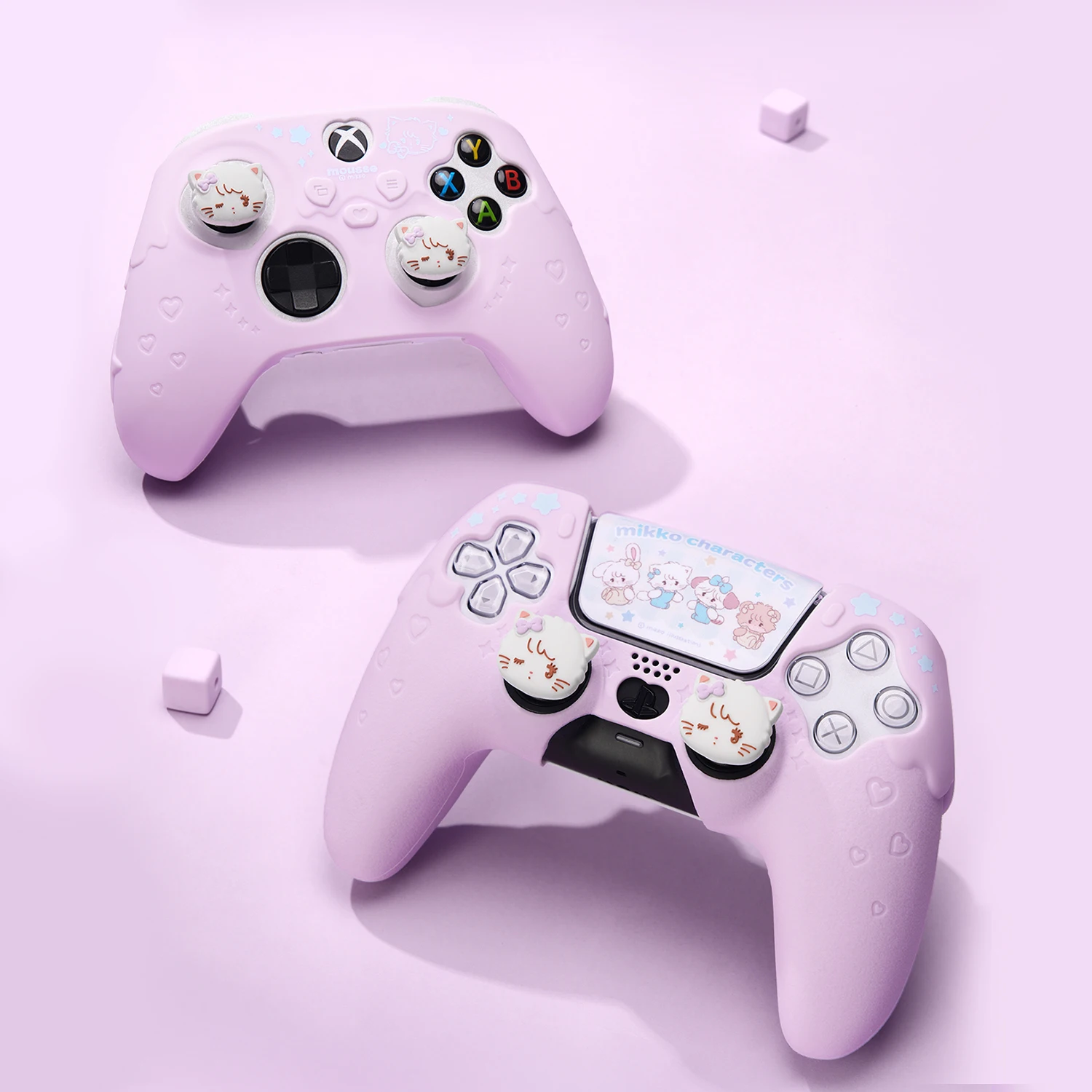 

Защитный чехол GeekShare для контроллера PS5/XBOX с 2 ручками для большого пальца и 1 наклейкой, фиолетовый чехол Miko Sweet Ice Cream