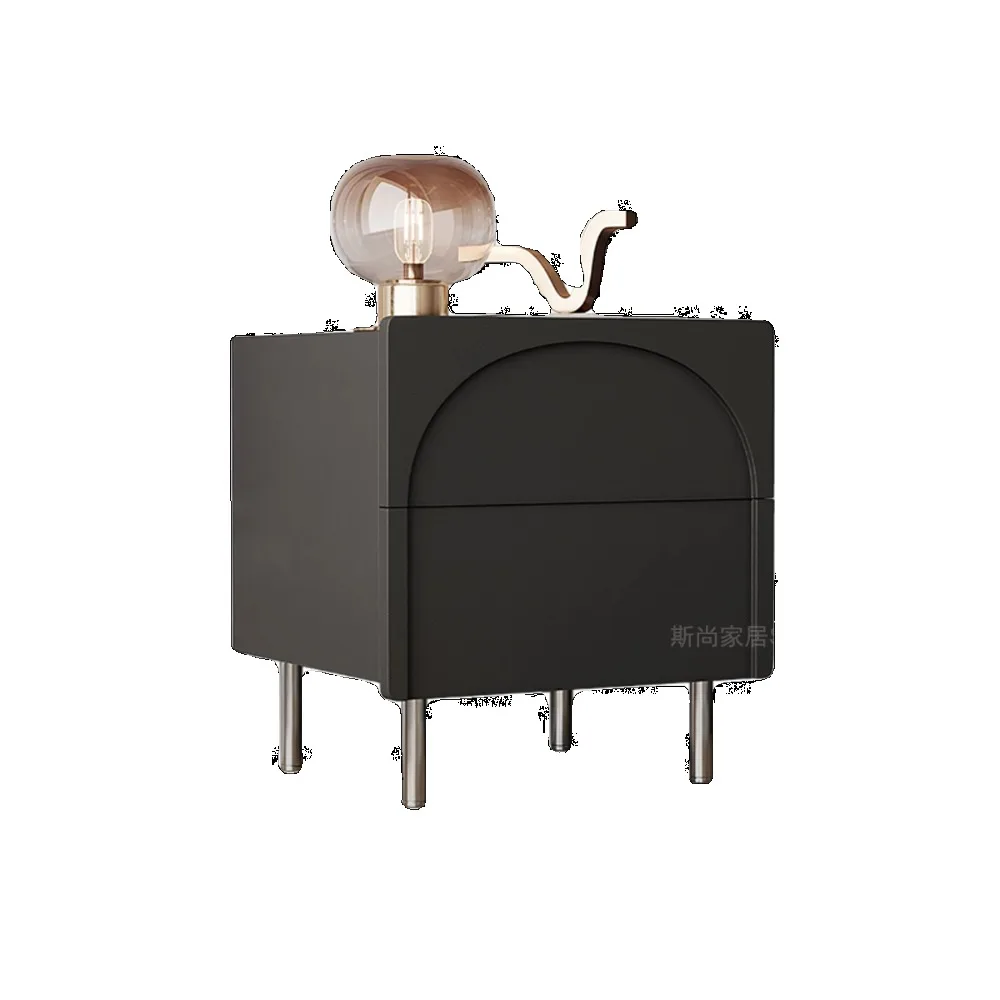 Black bedside table solid wood creative high-end small locker