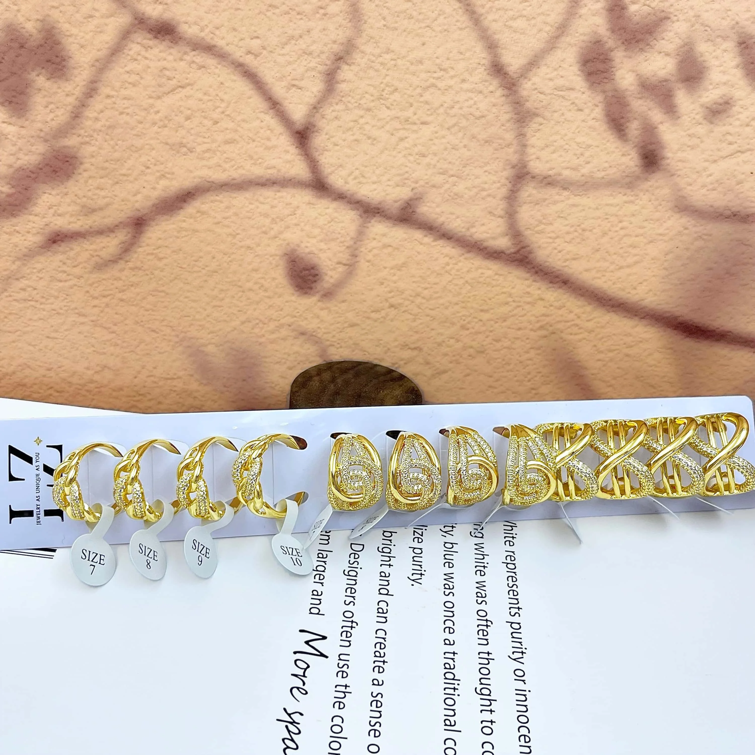 12Pcs Pave Rhinestone Wide Band Rings Set, Infinity / C-Shaped / Twist 3 Styles Mixed Alloy Golden Color Fashion Jewelry Size 7-