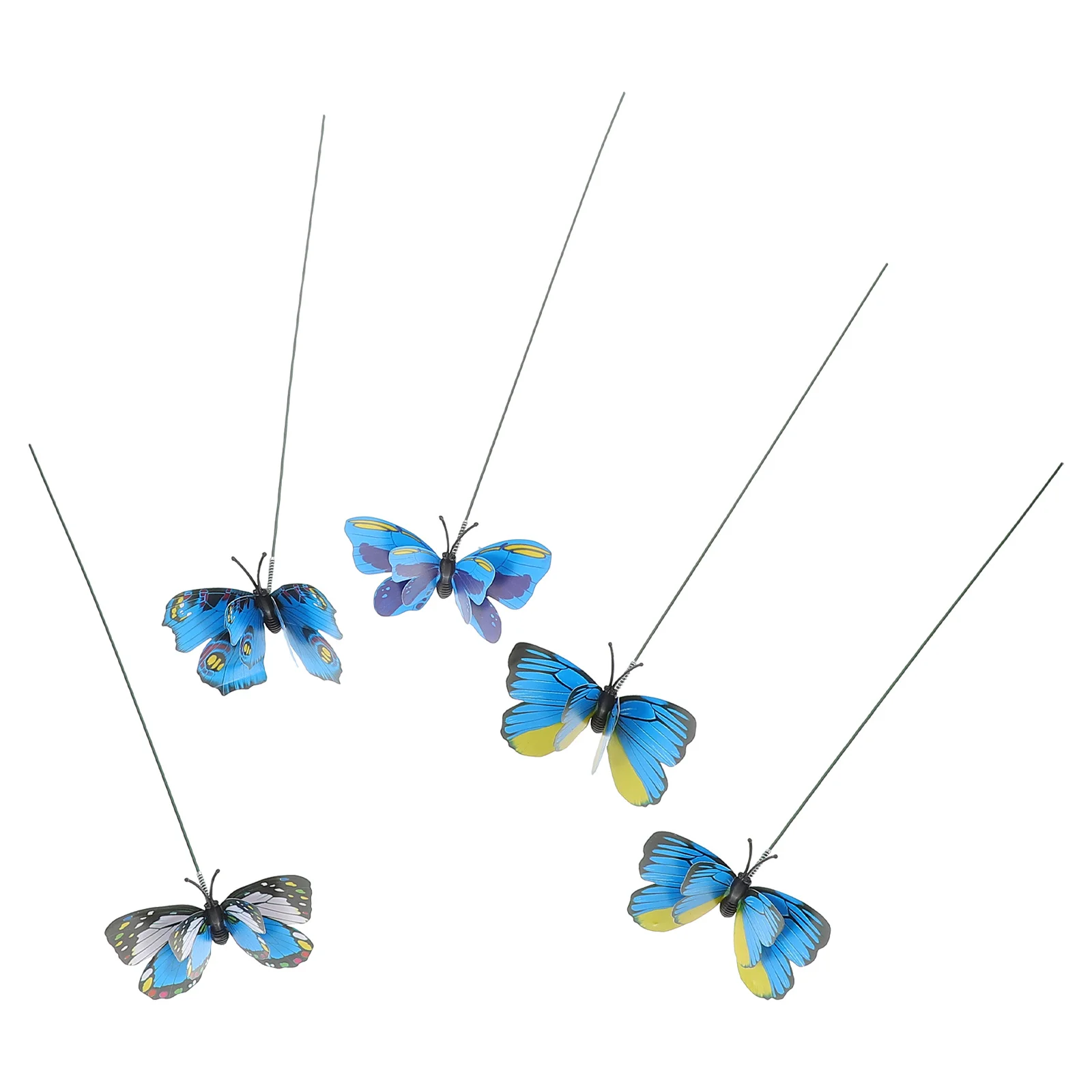 ดอกไม้ประดับรูปผีเสื้อ 5 ชิ้น - ผีเสื้อประดิษฐ์สองชั้นขนาด 7 ซม. สำหรับตกแต่งสวน เสาต้นไม้ ของประดับสวนเทพนิยาย