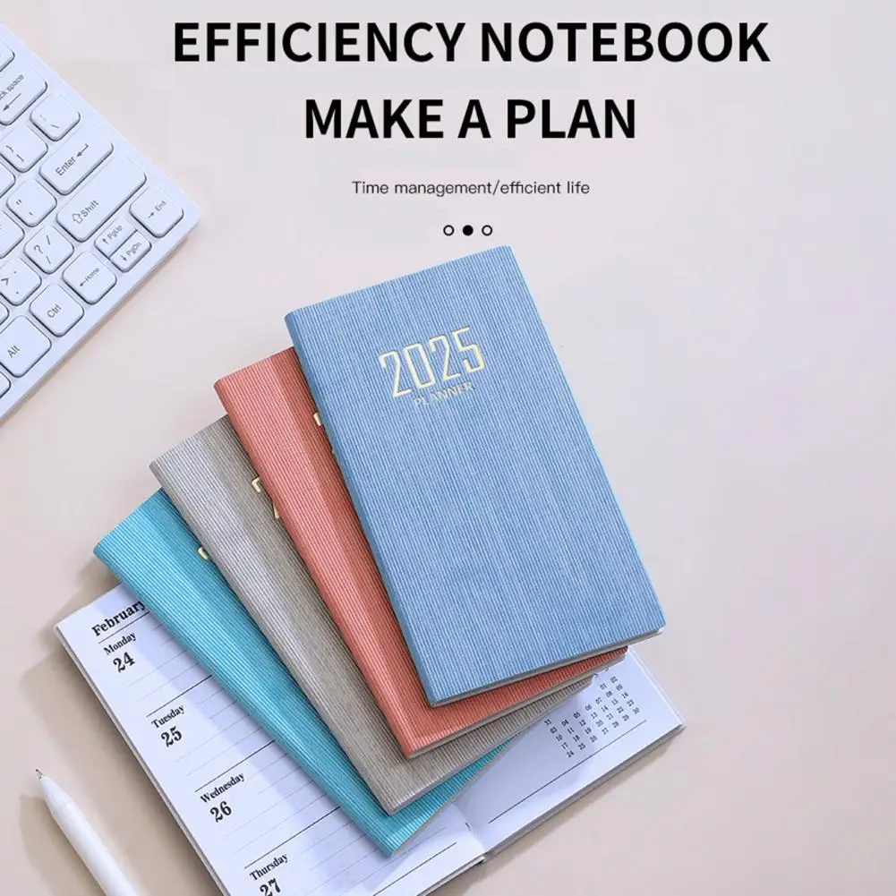 17.3*9.6cm A6 Notebook Thick Paper Smooth Writing No Ink Bleeding Faux Leather Cover A6 Size Paper Planner Work Schedule Journal