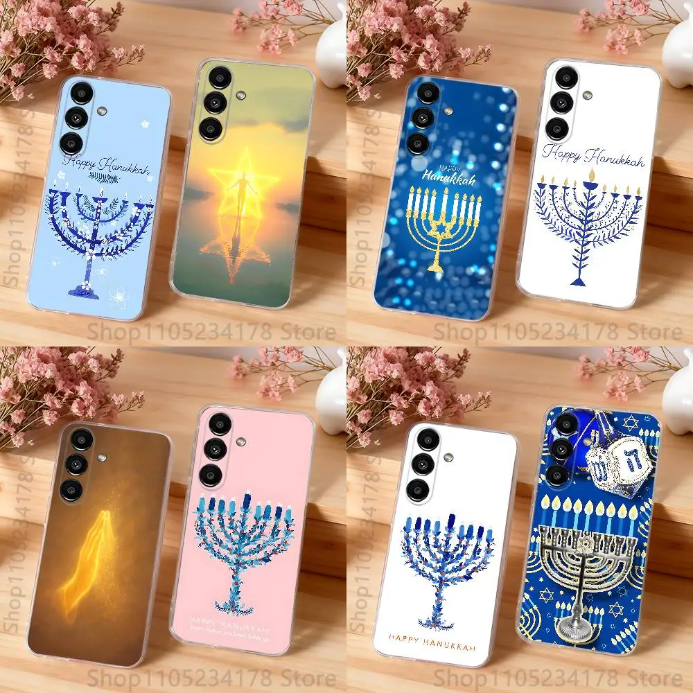 Judaism Menorah Clear Phone case suitable for  Samsung S30,S25,S24,S23,S21,S22,S20,S10,5G,FE,lite,PIus,Ultra Transparent