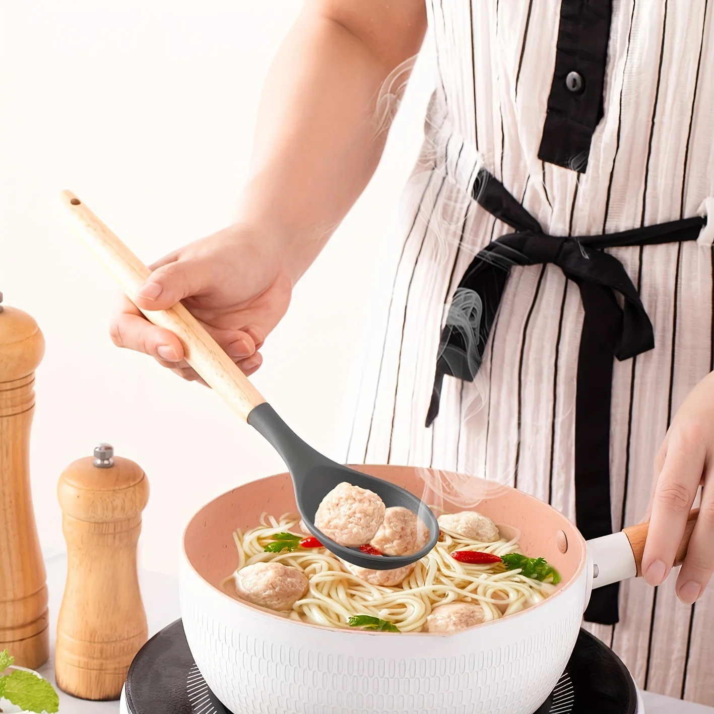 12Pcs Silicone Cooking Utensils Set For Handle Non Stick Pot Kitchenware Set Storage Bucket Resistant Accessoires kitchenware image 6