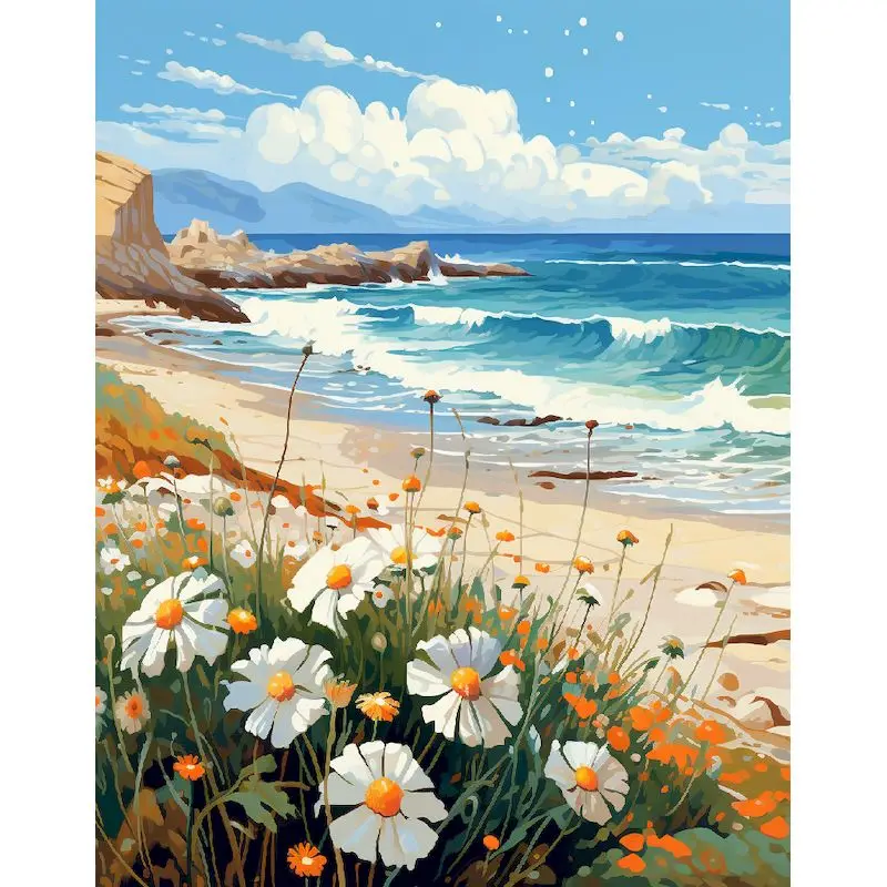 

GATYZTORY Oil Scenery Painting By Numbers Flower Sea Paint Kit Coloring By Numbers Canvas Painting For Adult Personalized Gift