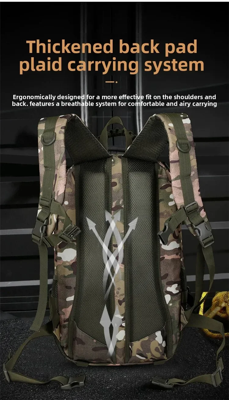Taktische Outdoor-Tarnrucksack mit zwei Schultergurten - Neues Modell Rucksack - Multifunktionale wasserdichte Tasche für Militär-Enthusiasten und Pendler – Detail 2