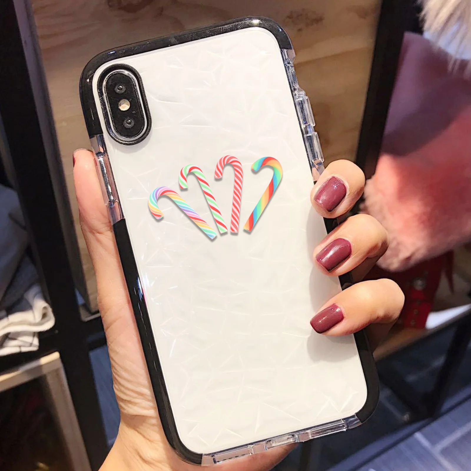 40 Uds. Accesorios navideños, Material DIY, decoración de funda de teléfono en forma de bastón, accesorio creativo, decoración navideña, accesorios navideños