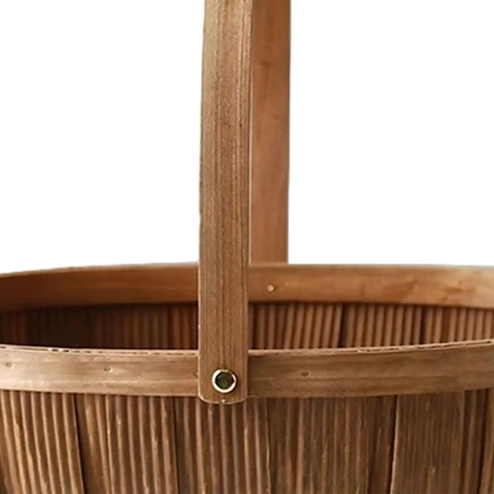 Wood Chip Picnic Basket with Handle Wicker Woven Farmhouse Decor Garden Basket for Bath Toy Kids Toys Sturdy Multifunctional view 3