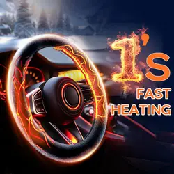 12V Heated Steering Wheel Cover Warm In Winter Universal Fit Steering Wheel Protector Outer For Cars Trucks Car Accessories