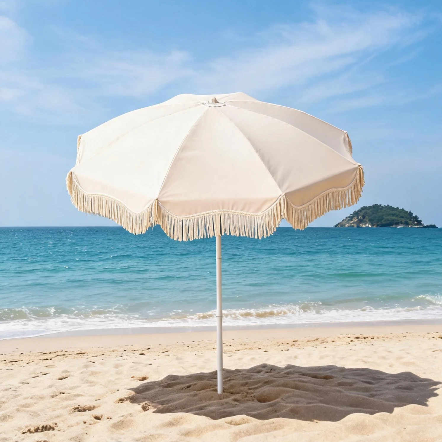 Bohemian Tassel Patio Umbrella UV Protected Waterproof Heavy Duty Outdoor Shade for Garden Beach Pool Fishing Camping Activities