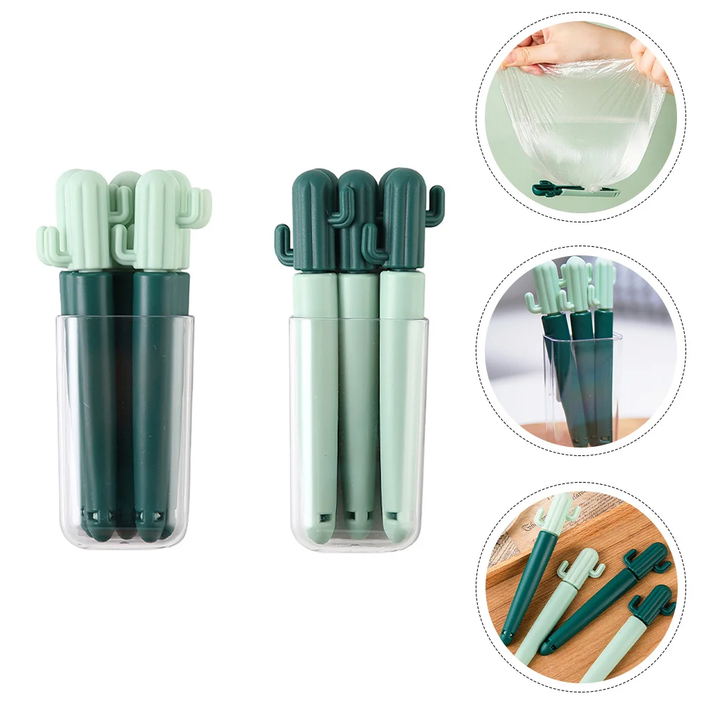

14pcs Snack Sealing Clips Cactus Design Food Bag Clamps Plastic Seal For Chips Tea Carton Freshness Keeper Bag Sealer Tools