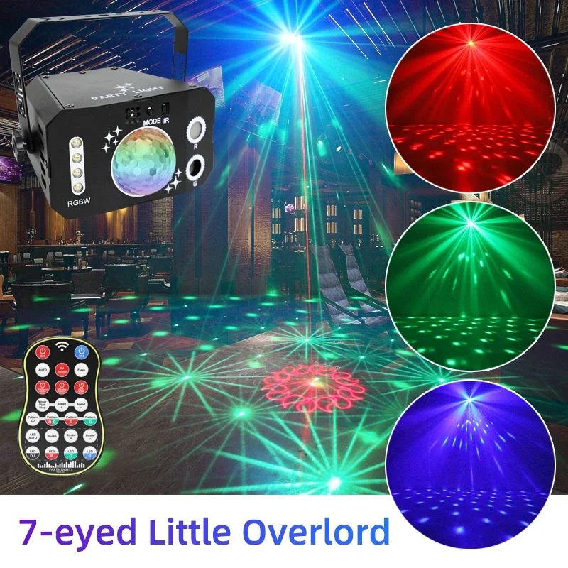 LED DJ جهاز عرض ليزر المرحلة ديسكو أضواء الدورية الكرة ستروب التحكم عن بعد كشاف إضاءة للحفلات لعيد الميلاد عطلة الزفاف