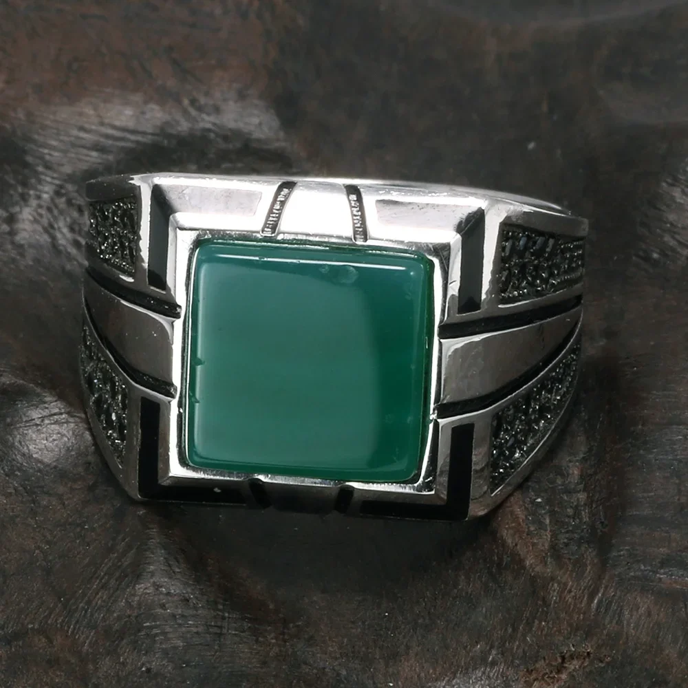 Guaranteed 925 Silver Rings Cool Retro Vintage Turkey Ring For Men Large With Agate Stones Colors Turkish Jewelry Ringen