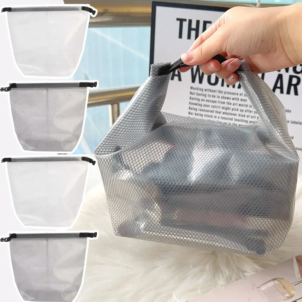 

Portable Large Capacity Shopping Bag Travel Snap Toiletry Bags Transparent Waterproof Cosmetic Storage Bag Home Storage Handbag