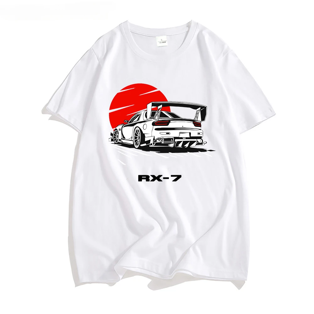 100% Pure Cotton Takumi Fujiwara Rx 7 Jdm Tshirt Initial DDrift Racing Rx-7 T Shirt Mens Summer Streetwear Japanese Fashion Tops