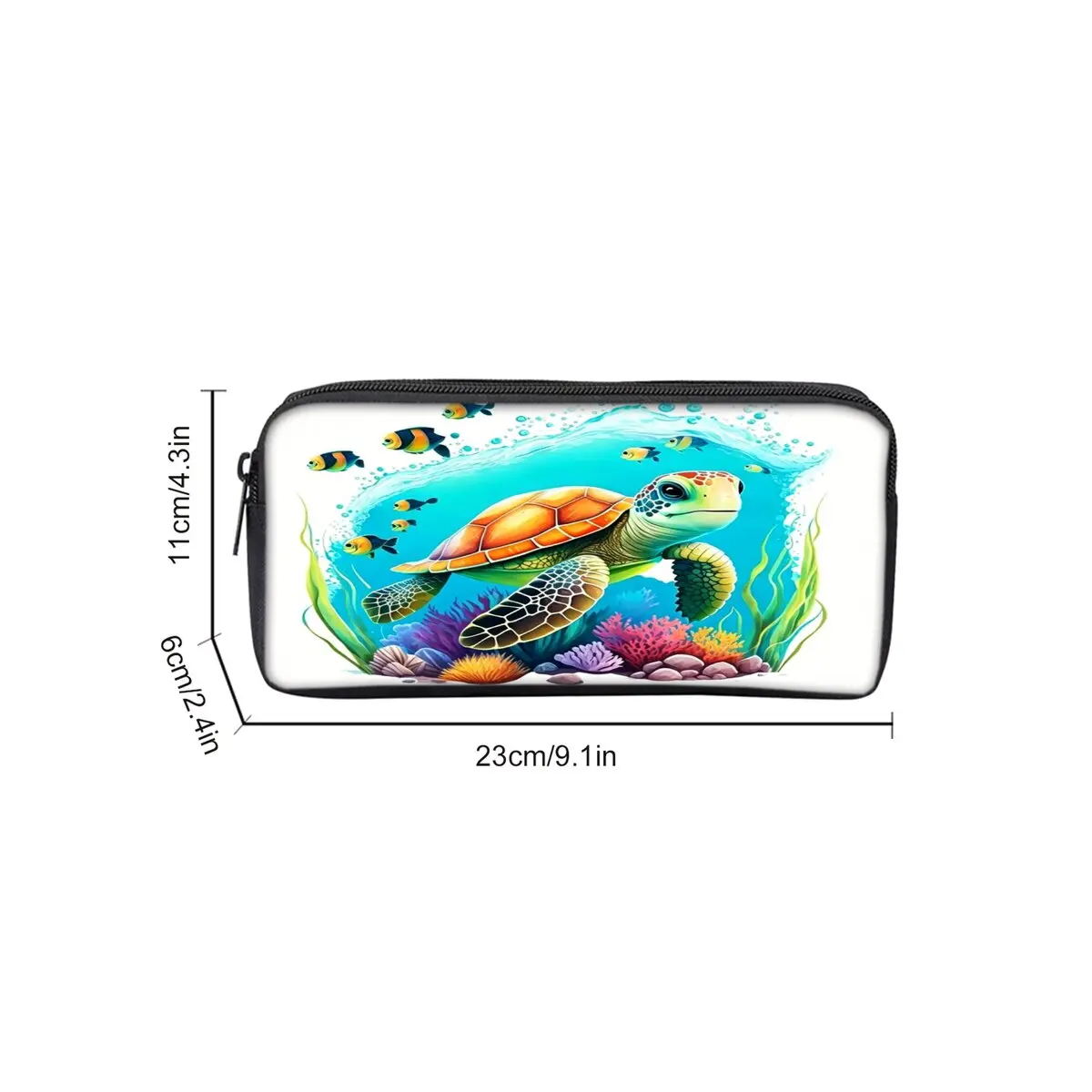 Sea Turtle Coral Print Single Layered Pencil Case for Boy/Girls Best Gift Cartoon School Supplies Pencil Pouch for Children