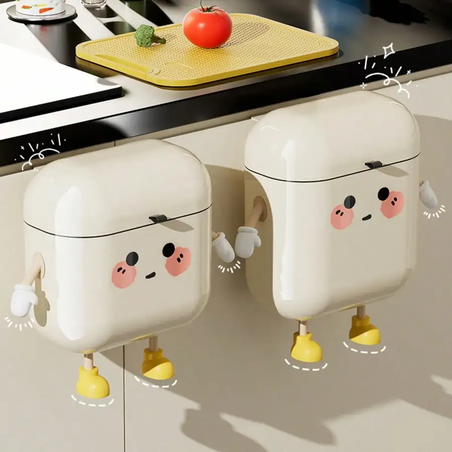 Wall-Mounted Garbage Can Household Cute High-Grade Sense Large Kitchen Toilet Toilet With Narrow Slit Waterproof Garbage Can With Lid