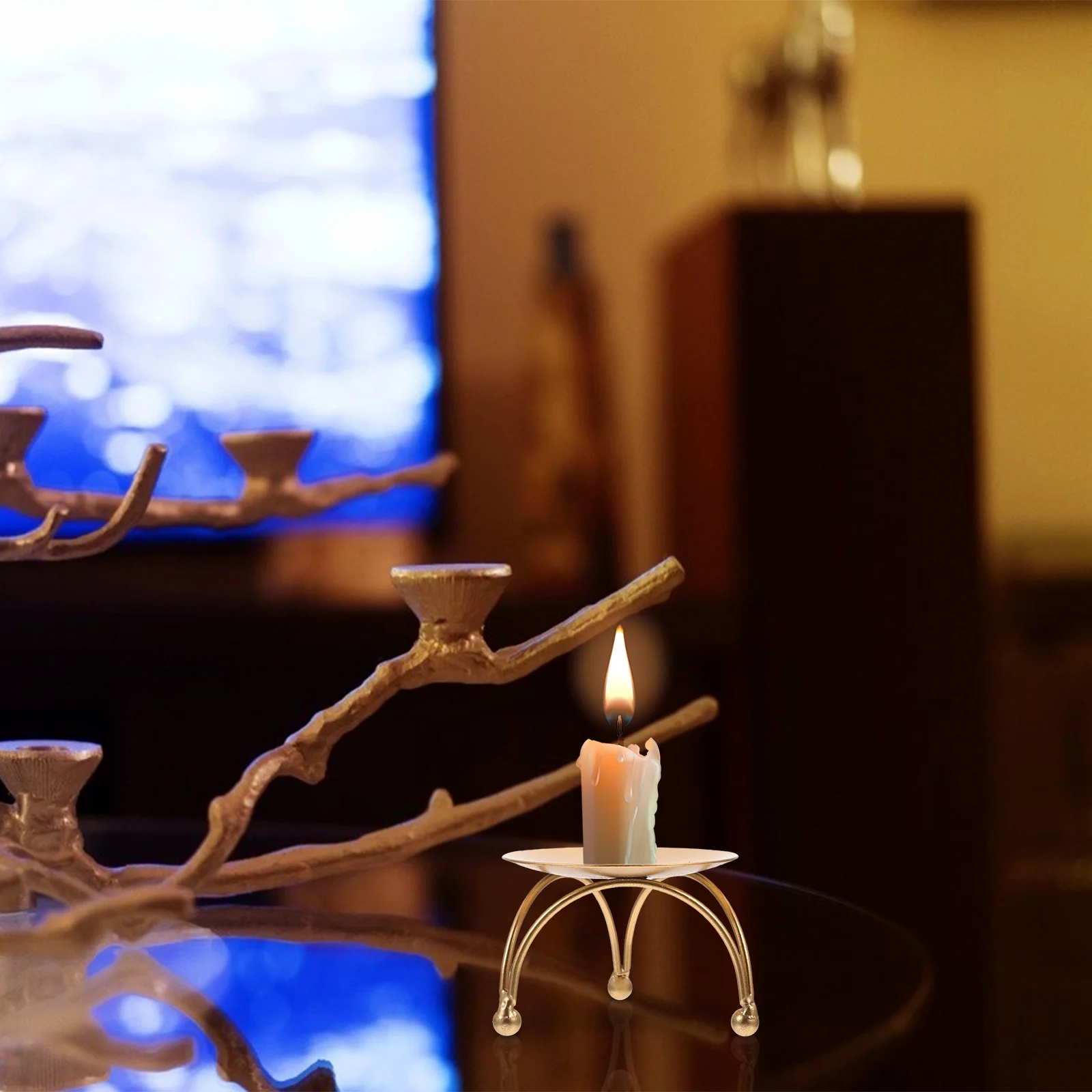 

3Pcs Iron Plates Modern Candlestick Holder Romantic Wedding Engagement Home Party Decoration Display Tray