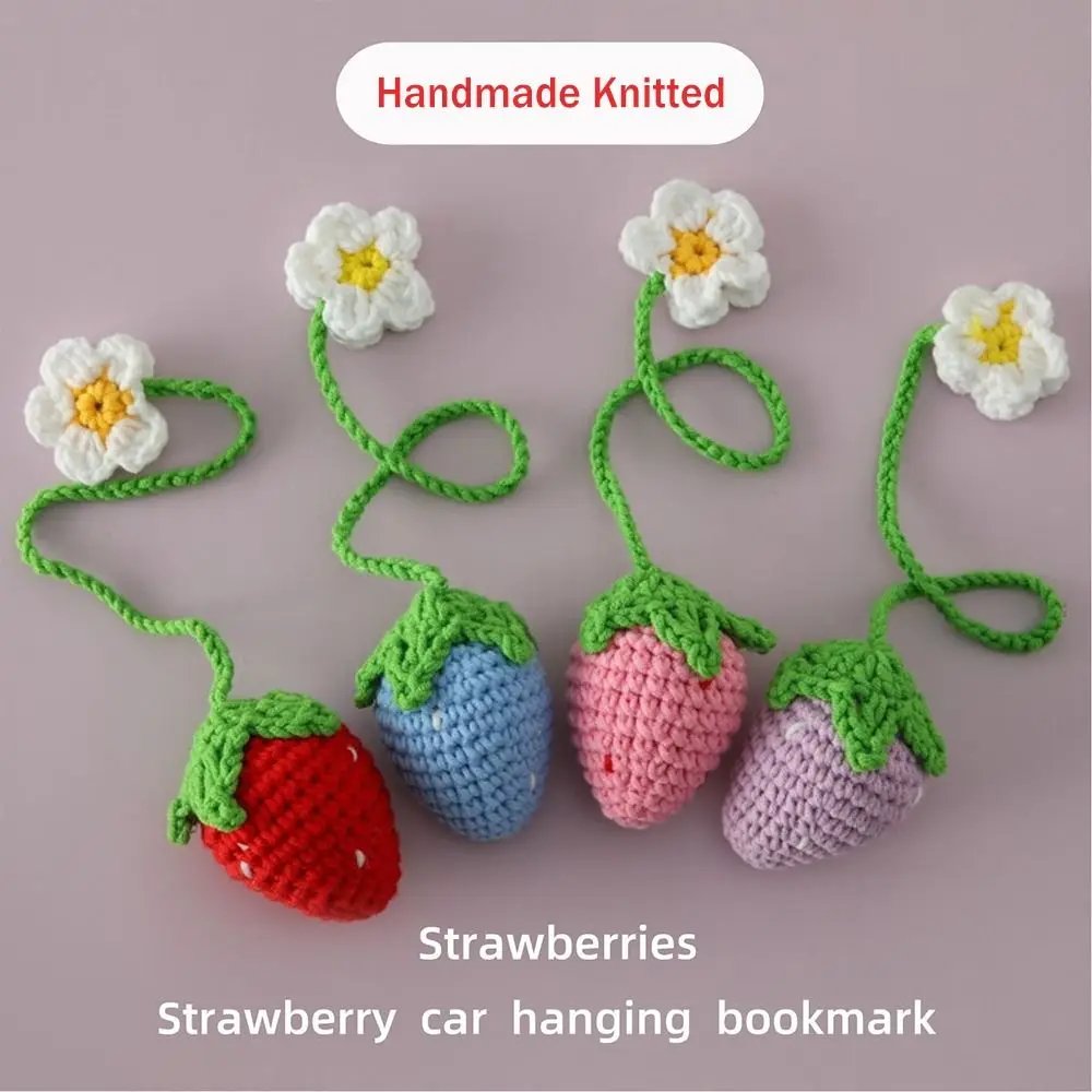 

Book Page Marker 3D Strawberry Bookmark Weaved Simulated Strawberry Handmade Knitted Book Clip Book Paginator