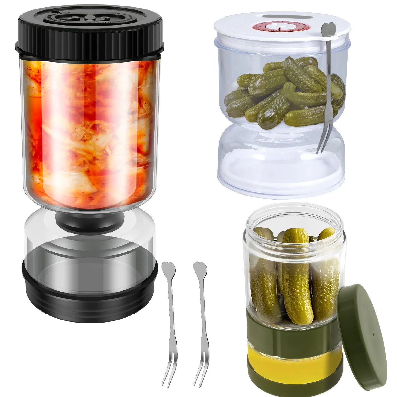Pickle Jar Hourglass Olive and Pickle Dry-wet Separator Jar with Strainer Flip Carrot Pickle Container for Airtight Food Storage