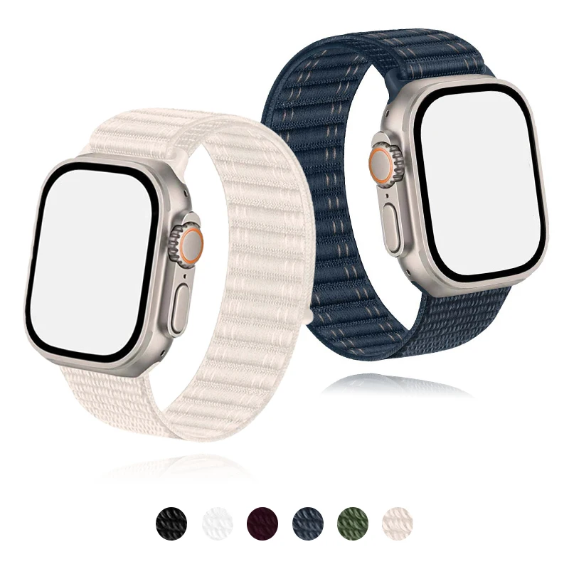 Ремешок нейлоновый для Apple Watch Band 10 9 8 40 мм 44 мм 41 мм 46 мм 42 мм 45 мм, браслет correa для iWatch series 7 6 5 4 se 3 Ultra 49 мм