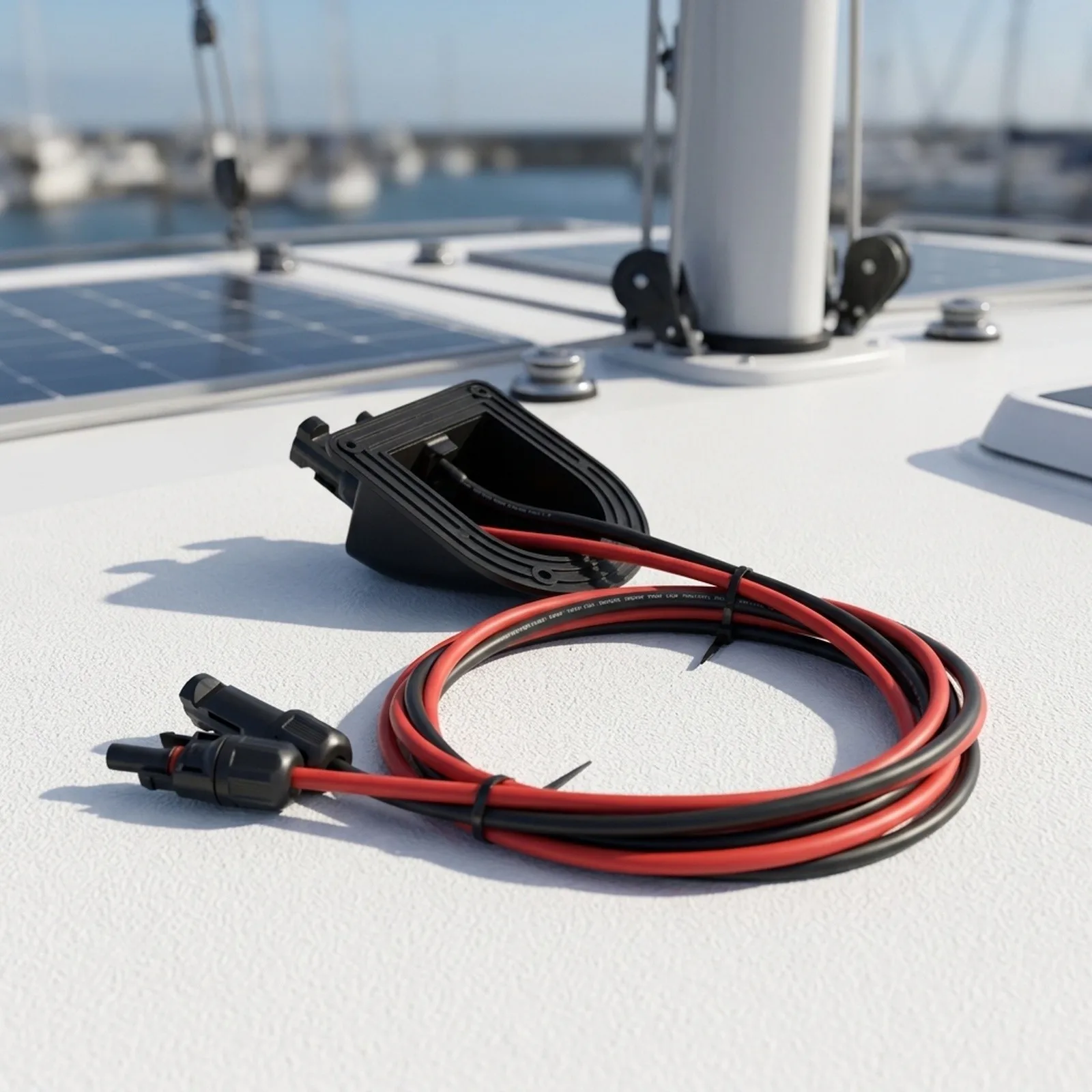 Solar Dual Cable Entry System with Pre Installed Cable and Waterproof Locking Nut for Efficient RV Roof and Yacht Deck Setup