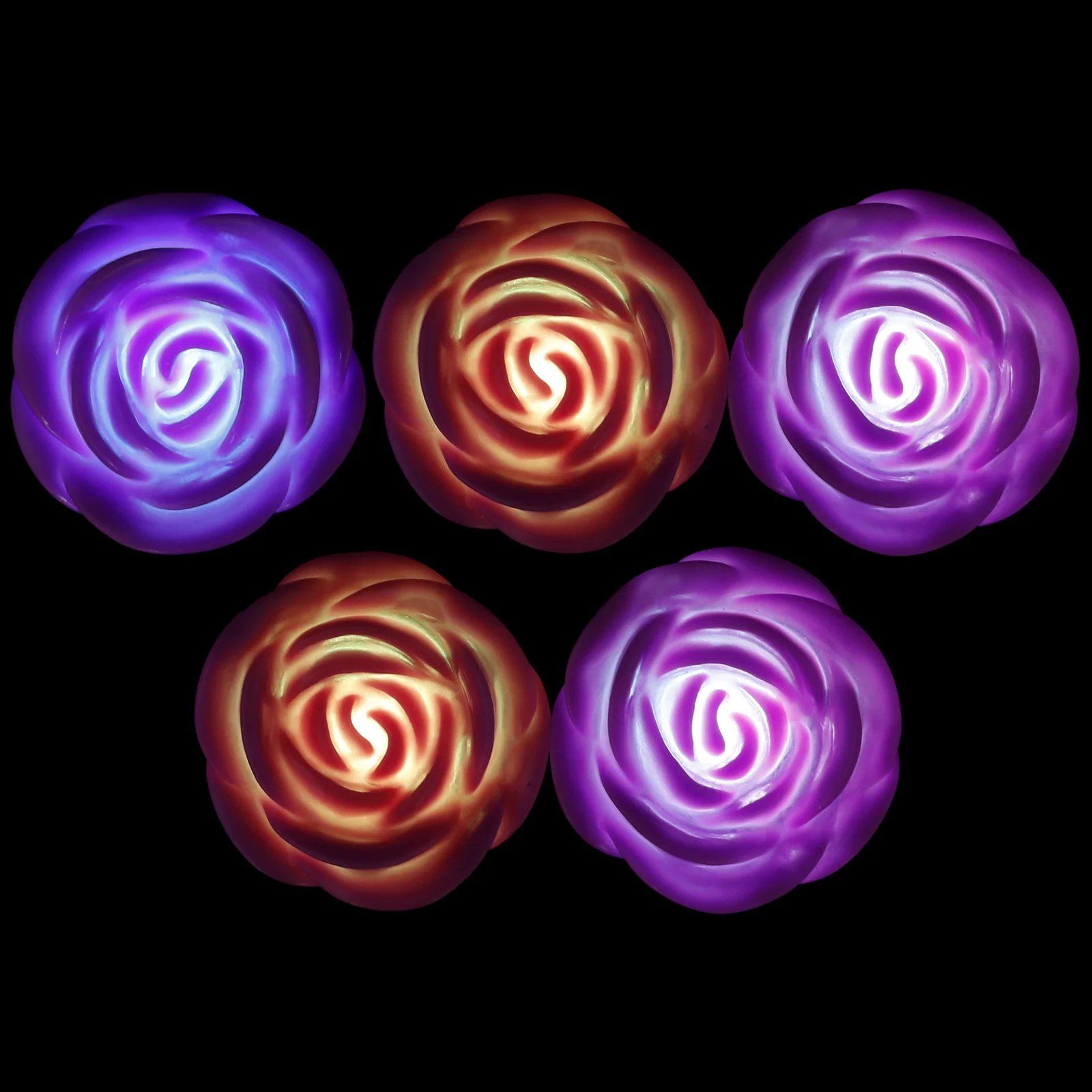 5 قطعة أضواء LED على شكل وردة مقلدة متعددة الألوان متغيرة أضواء الديكور الرومانسية العائمة آمنة PVC لحفل الزفاف #6