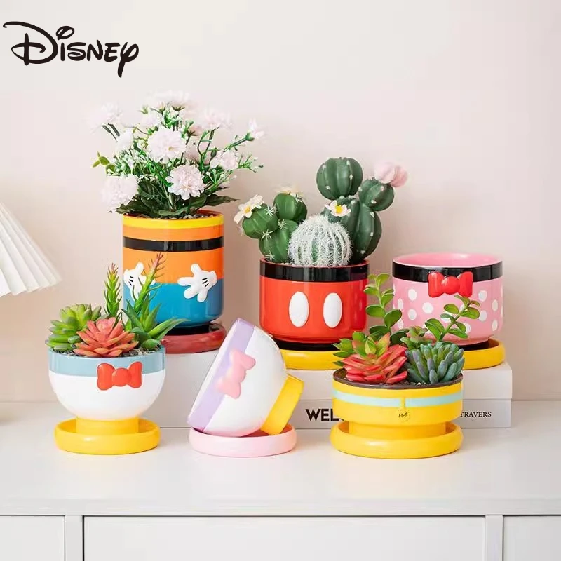 ديزني ميكي ميني أصيص زهور سيراميك Kawaii ميني ماوس الكرتون أنيمي زخرفة مكتب الديكور المفروشات المنزلية هدية