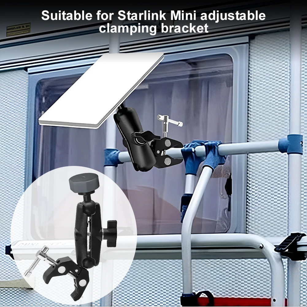 For Starlink Mini Clamp Bracket Kit Adjustable Pole Mount Clamp Mount for RV Ladders Roof Rack Balcony