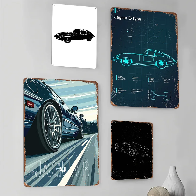 （Jaguar）Car Metal Posters Tin Sign Wall Art Luxury Home Decor Items Custom Metal Signs for Garage Decoration Bedroom Decorations