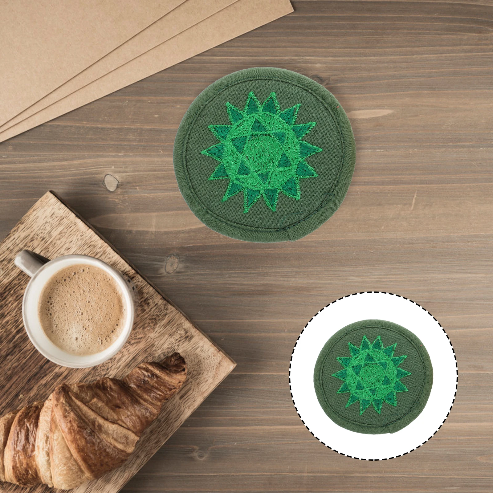 

Buddhist Sound Bowl Rounded Cushion Embroidered Teapot Pad Dual Layer Religious Prop Sturdy Portable Spiritual Practice