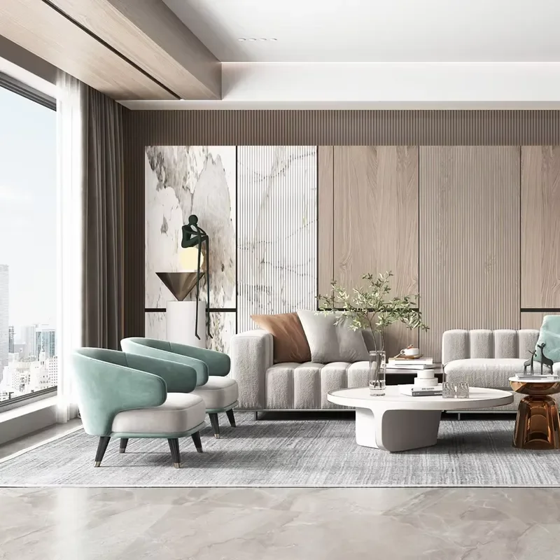 Customized adjustable size modern living room furniture cabinets, environmentally friendly wooden TV sofas, feature walls